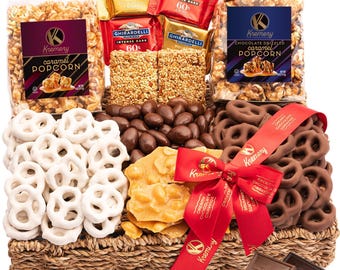 Milk Chocolate Covered Assorted Gift Basket In Seagrass Tray, Chocolate Lovers Gift Basket.