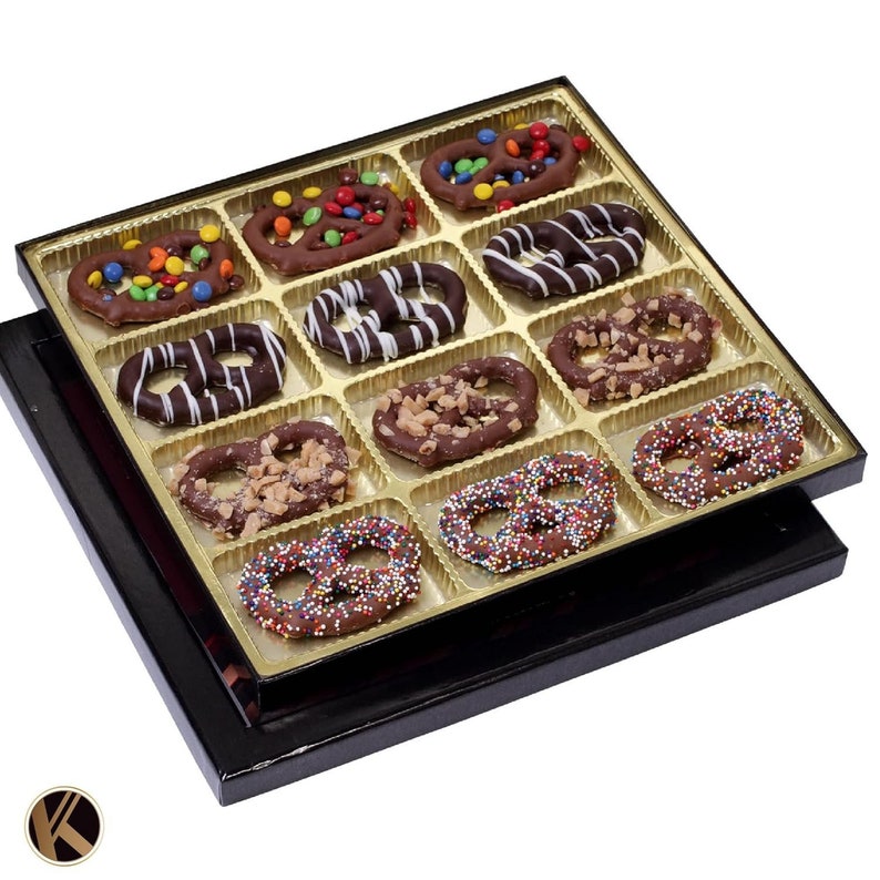 Dark Milk Chocolate Covered Pretzel Gift Basket Assorted Sweet Treats Candy Toppings Birthday Gift. image 2