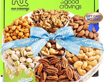 Congratulations Nuts Gift Basket, Gourmet Assortment Platter