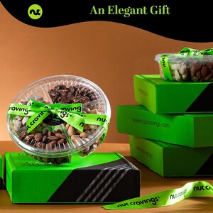 Deluxe Mixed Nuts Gift Basket With Green Ribbon - Perfect Birthday Care ...
