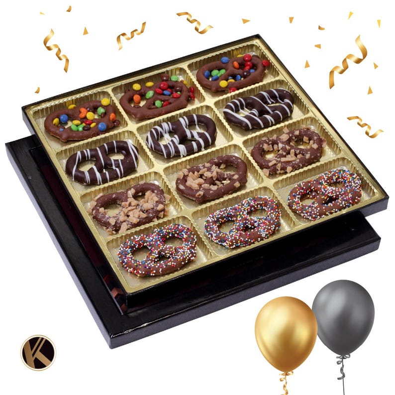 Dark Milk Chocolate Covered Pretzel Gift Basket Assorted Sweet Treats Candy Toppings Birthday Gift. image 8