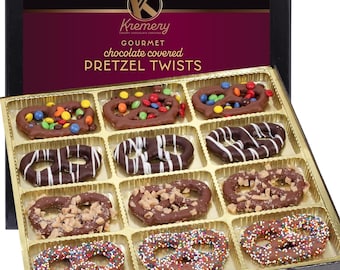 Dark Milk Chocolate Covered Pretzel Gift Basket Assorted Sweet Treats Candy Toppings Birthday Gift.