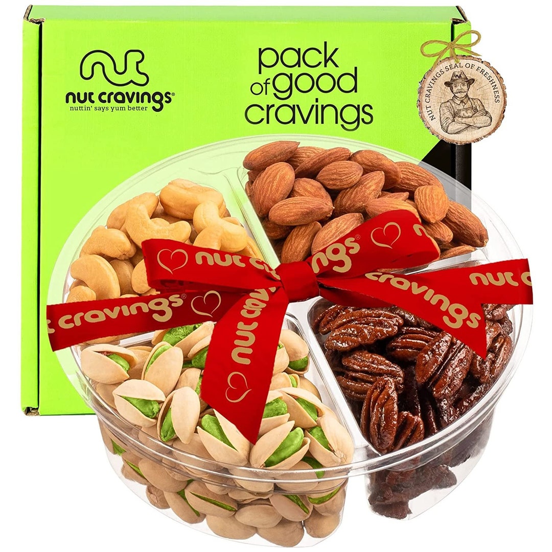 Mixed Nuts Gift Basket + Heart Ribbon (4 Assortments) Premium, Birthday ...