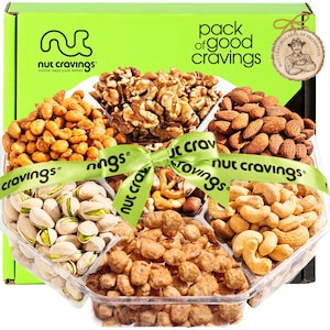 Deluxe Mixed Nuts Gift Basket With Green Ribbon - Perfect Birthday Care ...