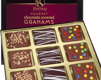 Kremery - Dark Milk Chocolate Covered Graham Crackers Cookies Gift Basket Assorted Sweet Treats Candy Toppings Gourmet Bakery Desert...