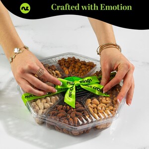 Deluxe Mixed Nuts Gift Basket With Green Ribbon - Perfect Birthday Care ...