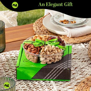 Deluxe Mixed Nuts Gift Basket With Green Ribbon - Perfect Birthday Care ...