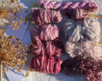 Pink and purple textured weaving felting yarn Valentine colours