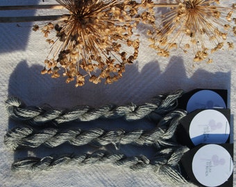 Naturally dyed grey silk embroidery thread