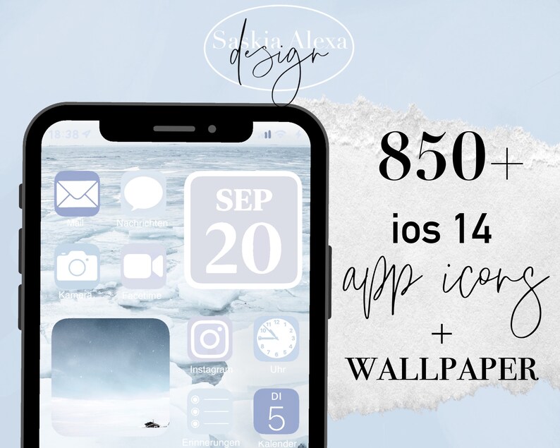 850+ iOS 14/15 App Icons / Cover / Widget / Homescreen - XXL Bundle + Wallpaper - Winter for Android & iPhone 