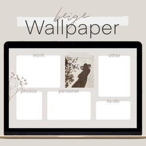 Desktop Background | Organized Desktop Wallpaper Beige Aesthetic Macbook | INSTANT DOWNLOAD
