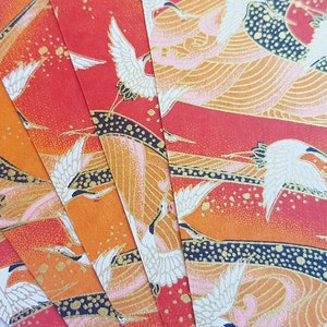 ROT001 | Roter Kranich Origami Papier, Washi Chiyogami oder Yuzen Blatt 15cm Blatt