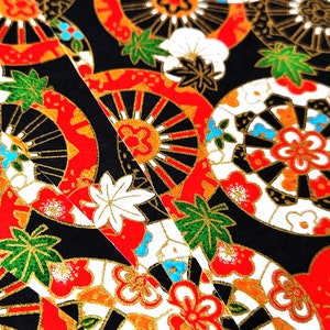 BLK12 - Schwarze und Rote Räder Origami Papier, Washi Chiyogami oder Yuzen Bogen 15cm Bogen/ 6 inch