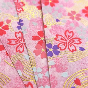 PNG020 | Rosa Blumenorigamipapier, Washi Chiyogami oder Yuzen Blatt 15cm Blatt / 6 Zoll