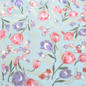 BLU044 | Feuille de papier floral bleu, washi chiyogami, yuzen, origami feuille de 15 cm/6 pouces