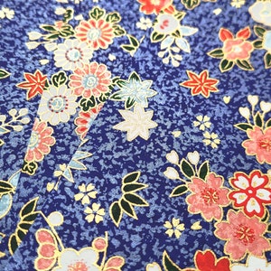 BLU034 | Blue Floral Origami Paper, Washi Chiyogami of Yuzen sheet 15cm sheet/ 6 inch