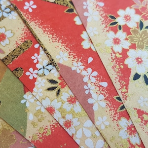 MUL003 | Papier origami multicolore paysage de montagne et fleurs, feuille de washi chiyogami ou yuzen feuille de 15 cm/6 pouces