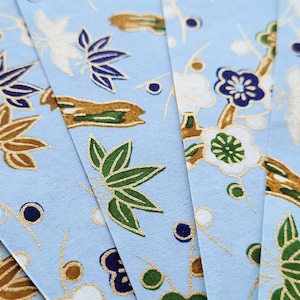 BLU011 | Papier origami érable bleu, feuille de washi chiyogami ou yuzen feuille de 15 cm/6 pouces