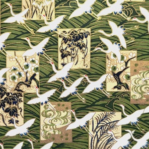 A4-GRN004 | A4 Chiyogami / Yuzen Japanisches Origami Papier - Grüner Kranich