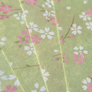 GRN026 | Green Floral Origami Paper, Washi  Chiyogami or Yuzen sheet 15cm sheet/ 6 inch