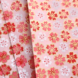 PNK018 | Rosa Blumenorigamipapier, Washi Chiyogami oder Yuzen Blatt 15cm Blatt / 6 Zoll