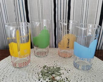 Set mit 4 Vintage 1939 New York World's Fair 5-1 / 4 "Tumbler Gläsern