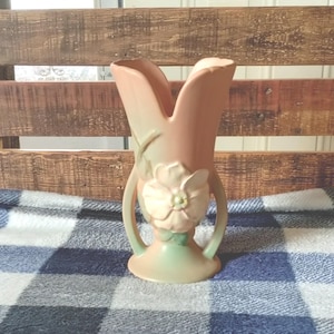 Vintage Weller Pottery Matte Wild Rose Vase 8-1/2&quot; Tall