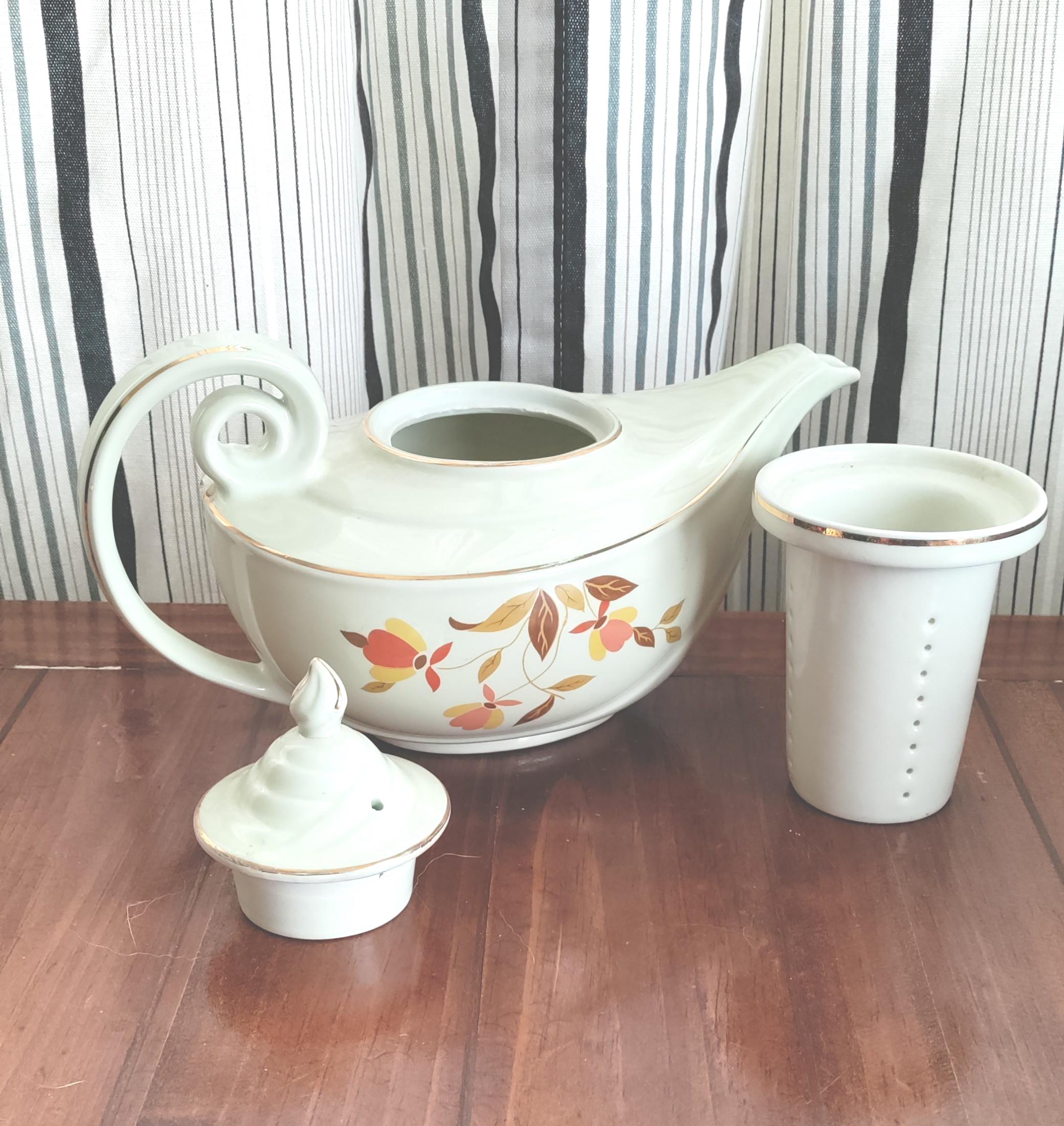 Vintage Hall China Jewel Tea Autumn Leaf Aladdin Teapot With Lid and ...