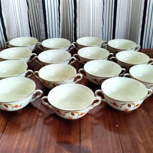 Tazones vintage de porcelana Hall Jewel Tea Autumn Leaf Cream Soup Bowls - Todos en perfecto estado
