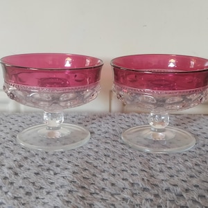 Pair of Kings Crown Ruby Stain/Flash Thumbprint Single Stick Candle Holders