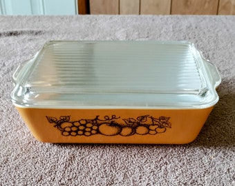 Pyrex Old Orchard #503 (1-1/2) QT. Rectangular Refrigerator Dish With Lid