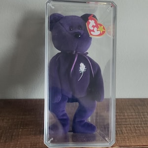 1997 TY Princess Diana Beanie Baby Bear in Display Case MINT Errors?