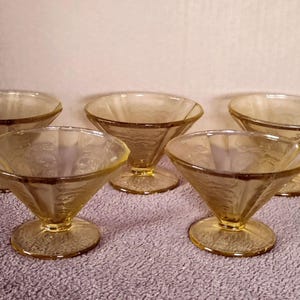 5 ~ Federal Depression Glass Amber MADRID Sherbets No Damage 1932-1939