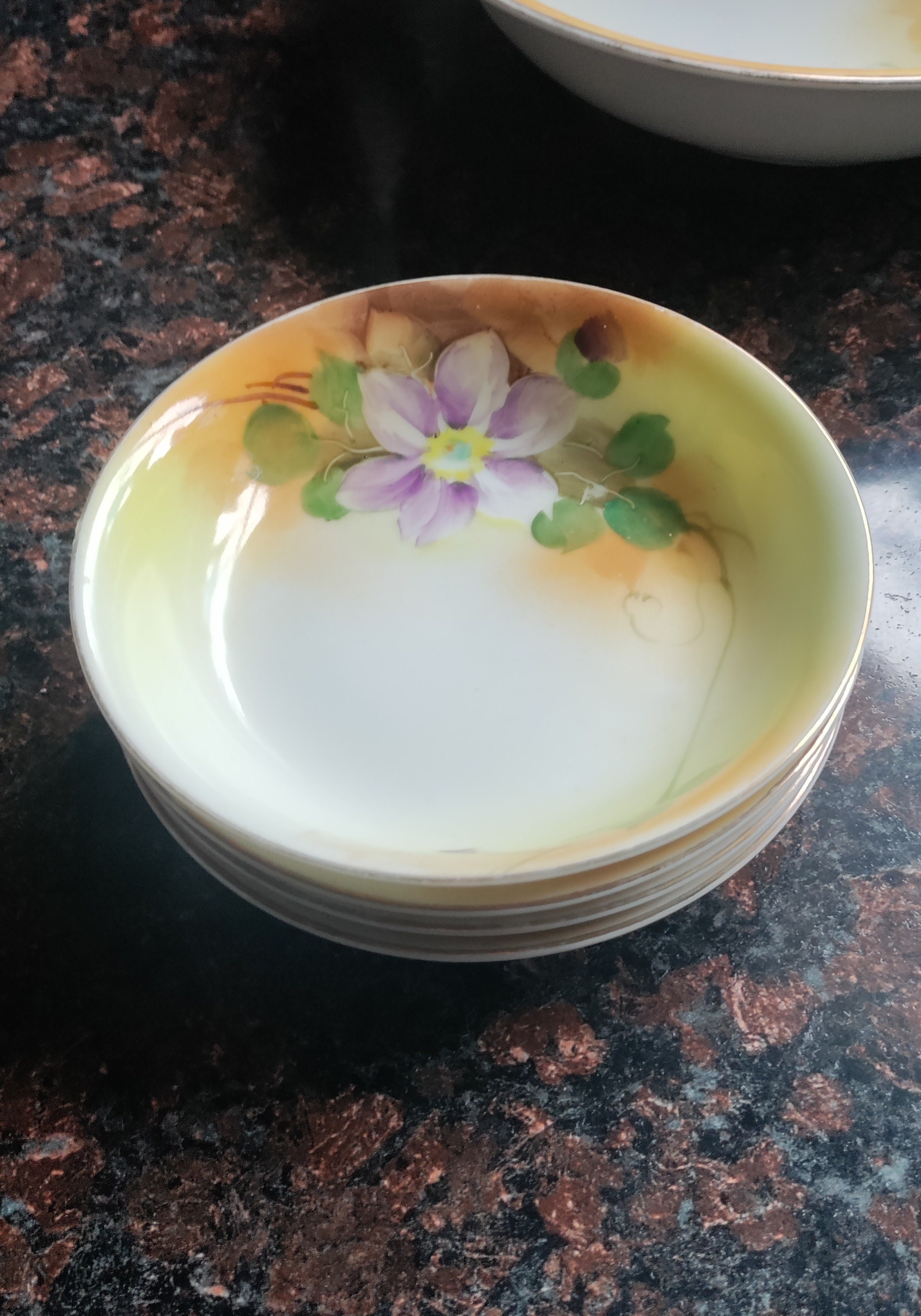 Nippon Antique Morimura Gumi Porcelain 5-bowl Berry Nut Set Hand