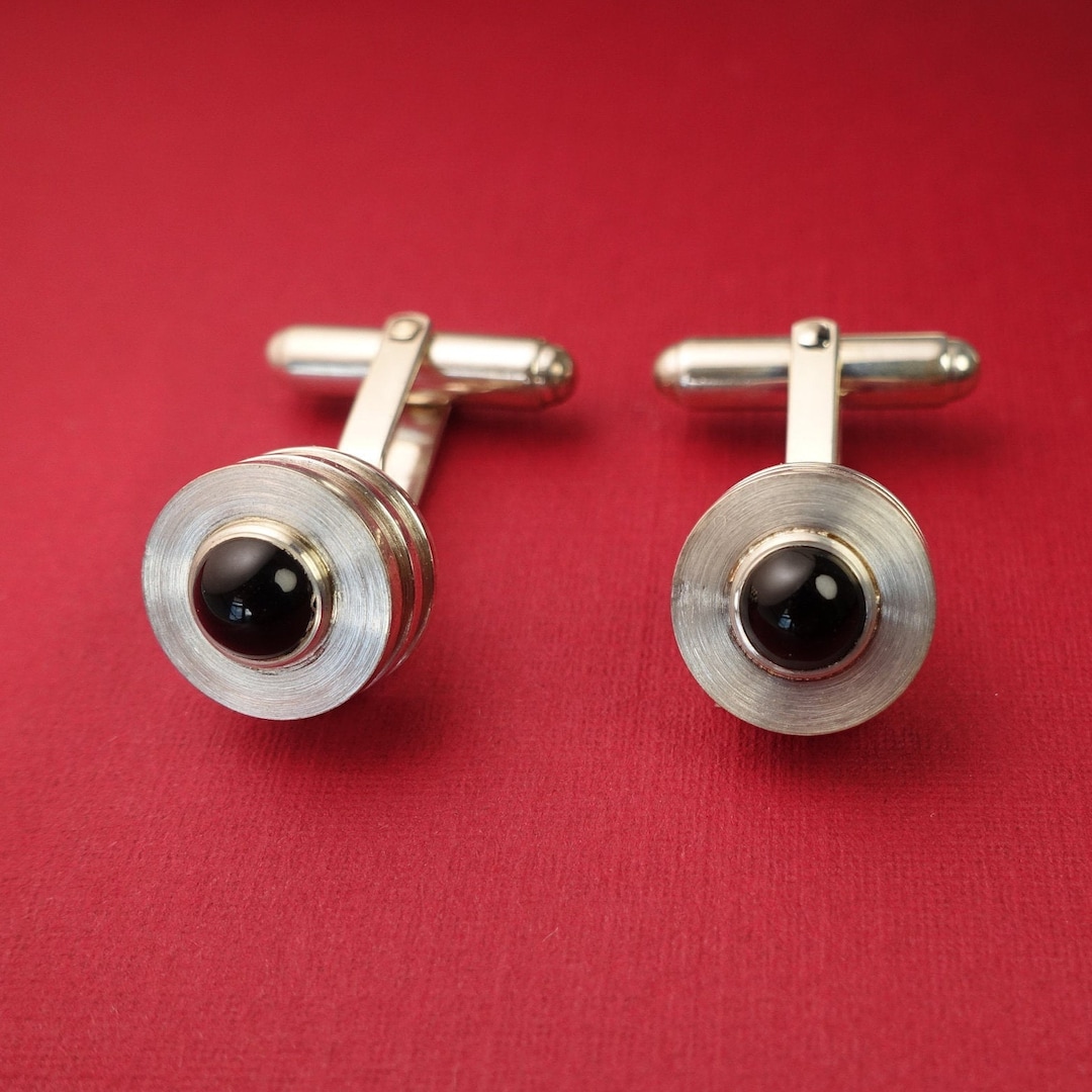 Black Onyx Cufflinks Sterling Silver Onyx Cufflinks Onyx Cifflinks for Man Tuxedo Cufflinks With
