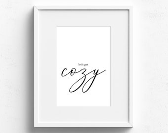 Let's Get Cozy Printable Art Instant Download Bedroom - Etsy