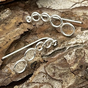 Sterling Silver Circle Ear Pins | Small Earrings | Ear Climbers | Circle Ear Climbers handcrafted in 925 sterling silver and hallmarked