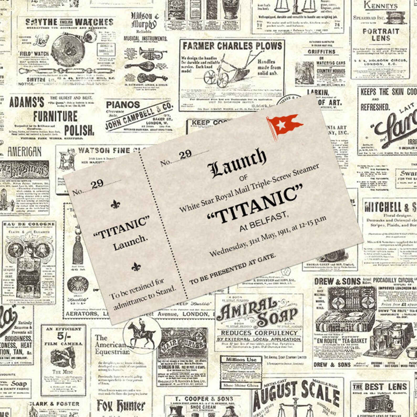 Personalised Titanic Launch Ticket Reproduction Titanic Gift Etsy