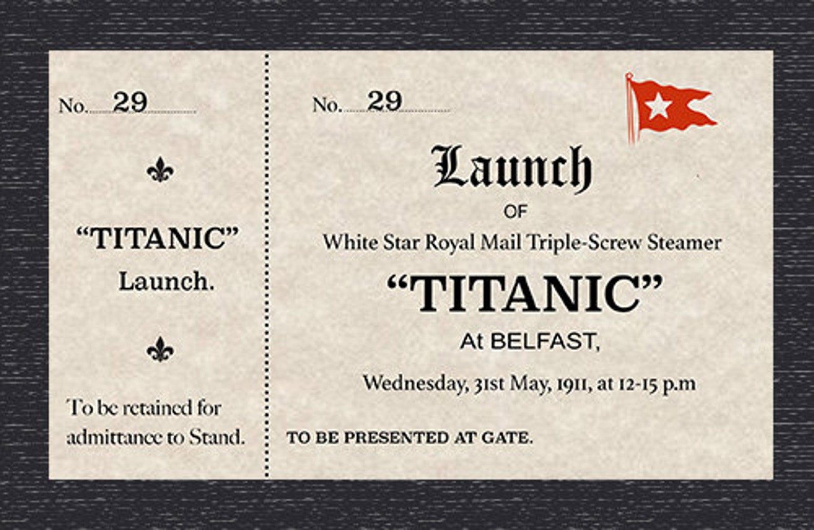 Personalised Titanic Launch Ticket Reproduction Titanic Gift Etsy UK