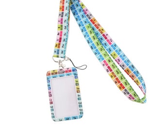 Science Neck Strap 38 Inch Periodic Table Lanyard Chemistry Keychain Lanyard 1 Inch Wide Fabric Strap With Swivel Clip 