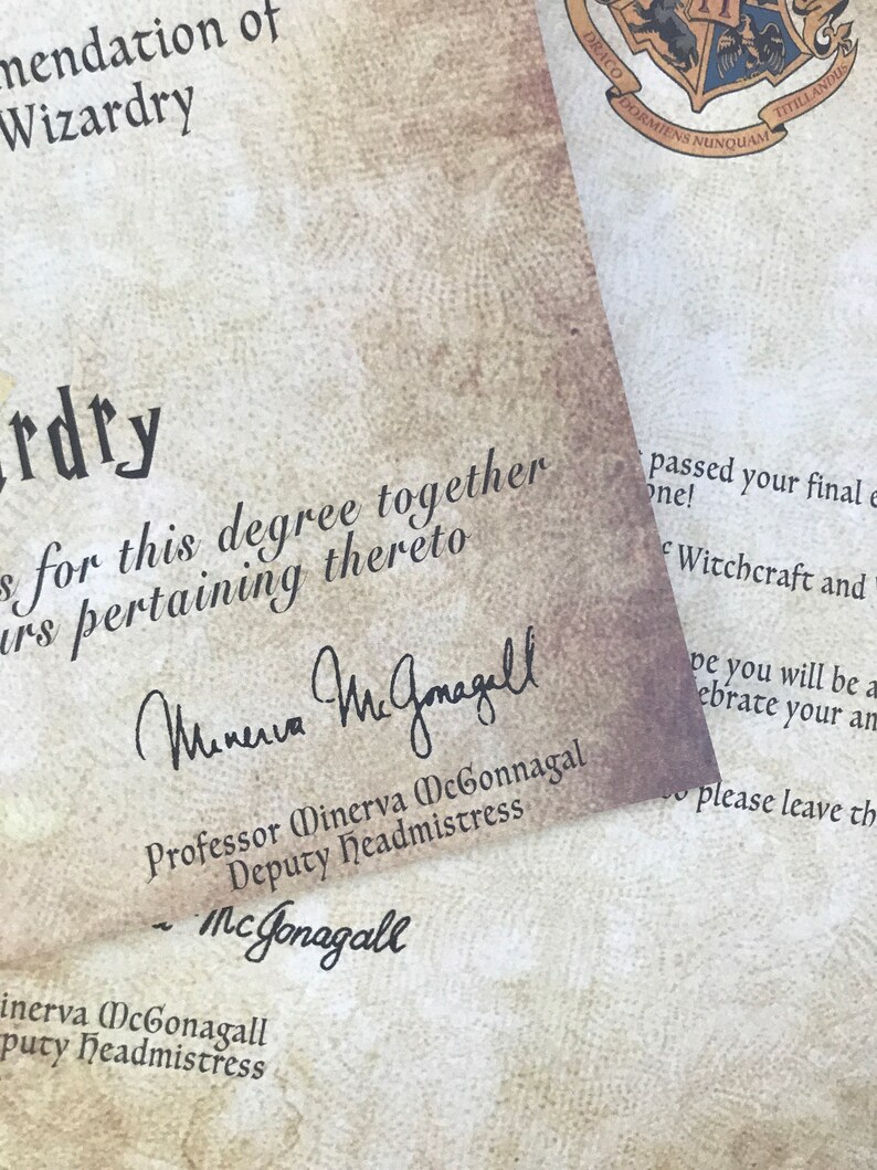 Personalised Wizard Diploma Degree Inspired by Hogwarts and Etsy