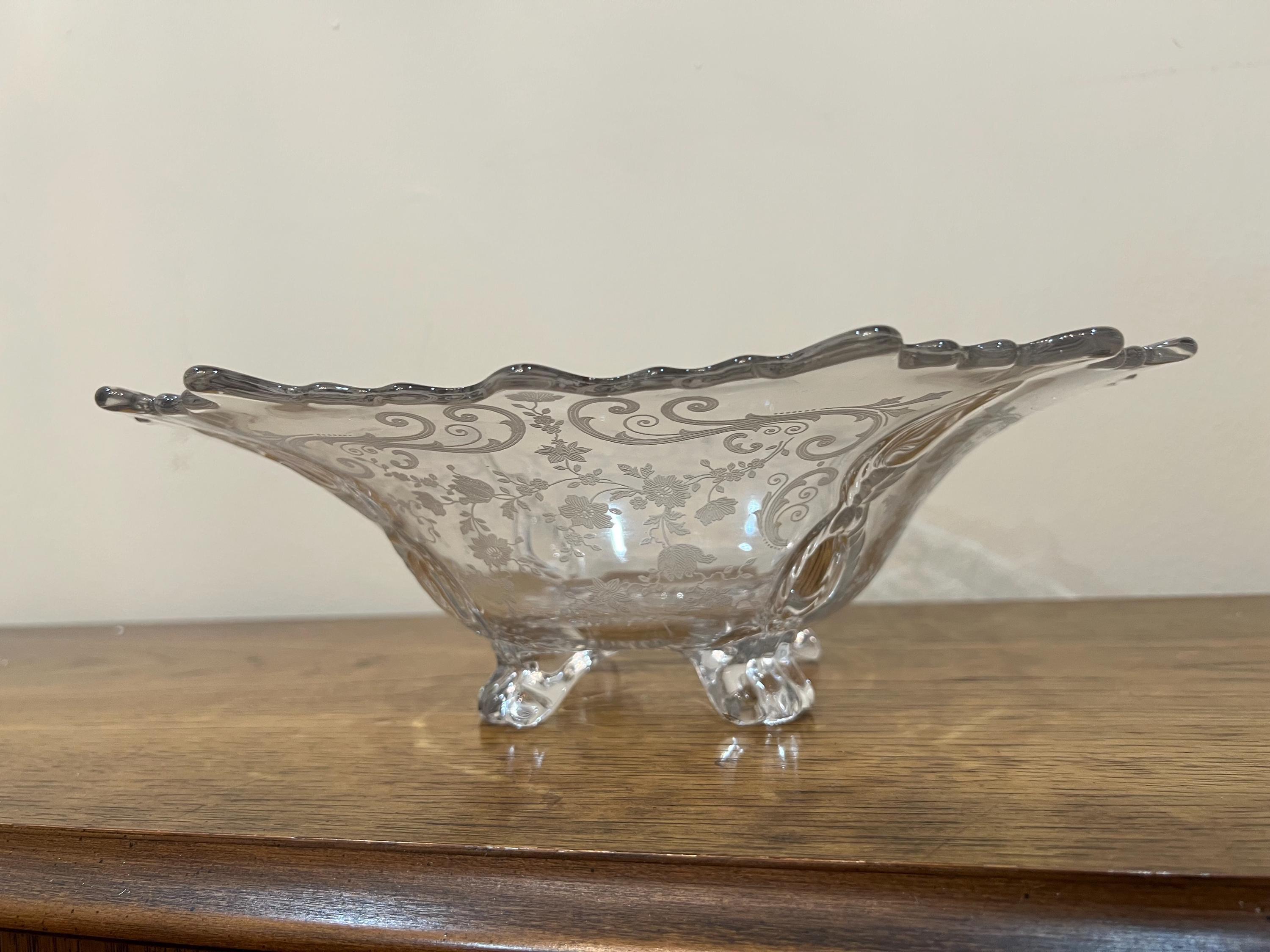 ケンブリッジローズポイントクリスタル脚付きセンターピースまたは