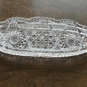 Vintage ABP American Brilliant Cut Glass Relish Dish: Hobstars ...