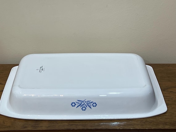 Vintage Corning Ware Blue and White P-76-B Roaster 17.5 11 X 2.75