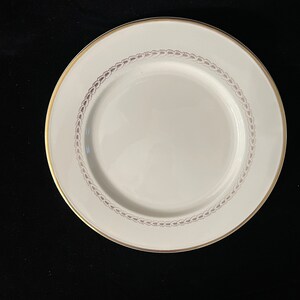Vintage set of 2 Golden Oak Pattern , Gold Rim Dinner Plates By Taylor Smith And Taylor