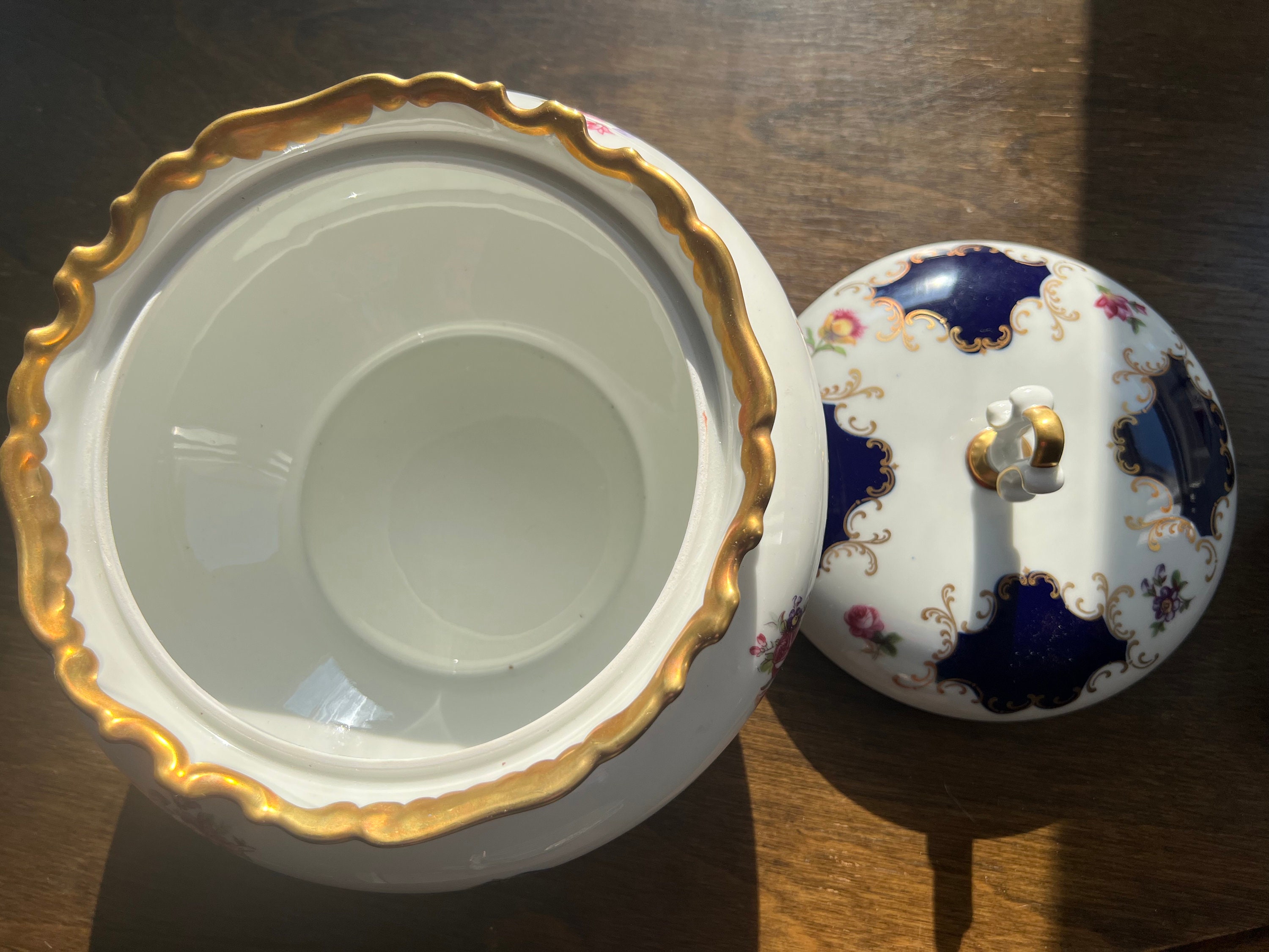 Reichenbach Echt Kobalt 24K Gold Covered Vegetable Bowl Made in
