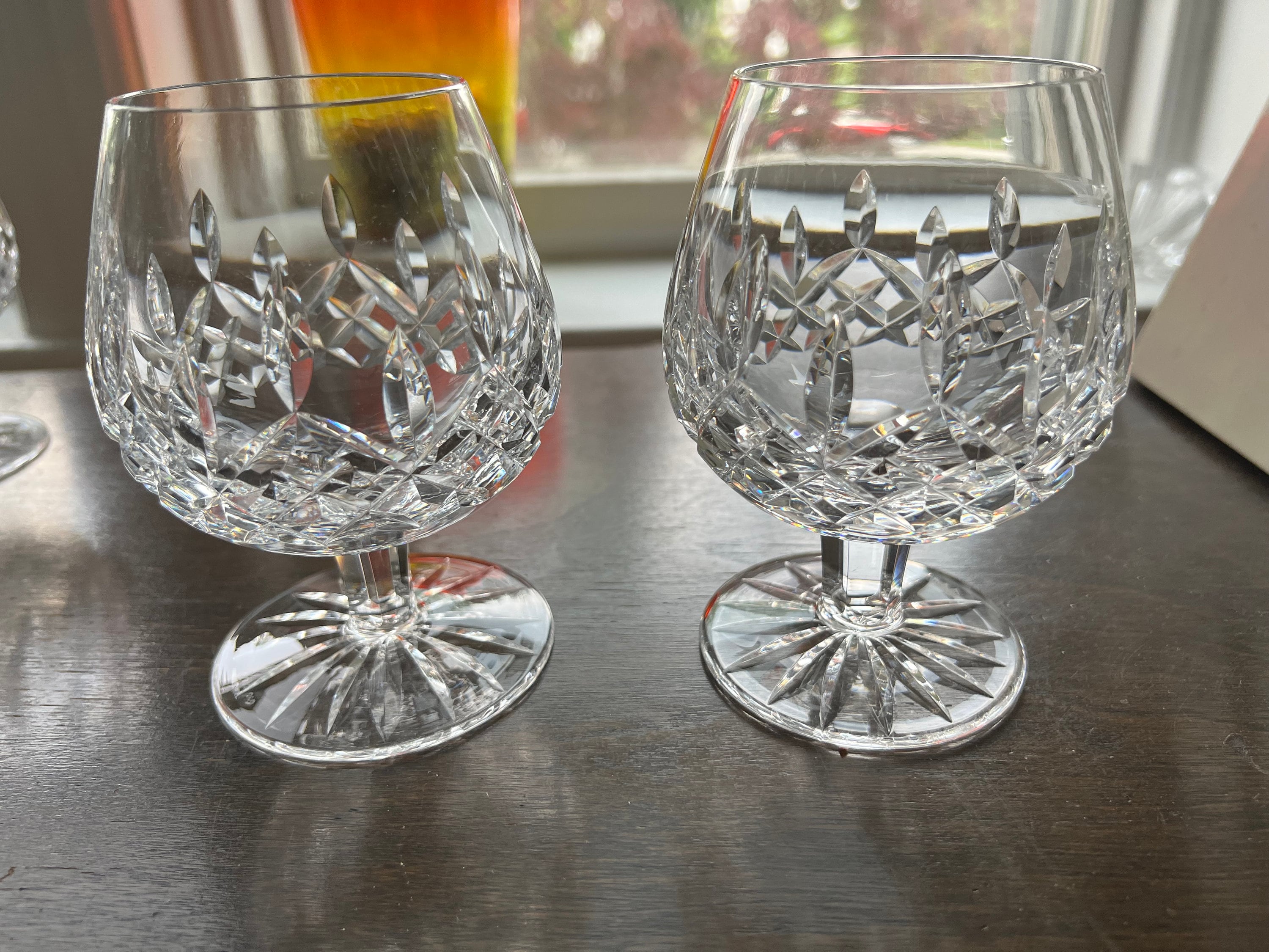 BOHEMIA CUT LEAD Heavy Crystal Brandy Glasses Set of 2 VGC £14.00