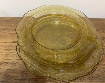 ヴィンテージ ラージ フェデラル ガラス アンバー マドリッド ラウンド