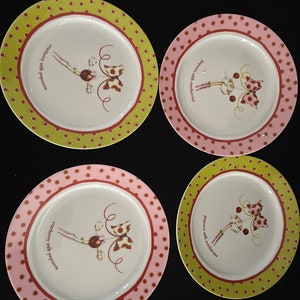 Abt. 56 Christmas Krinkle Popcorn mit Cranberry Dessert Teller 4er Set Neu In Box