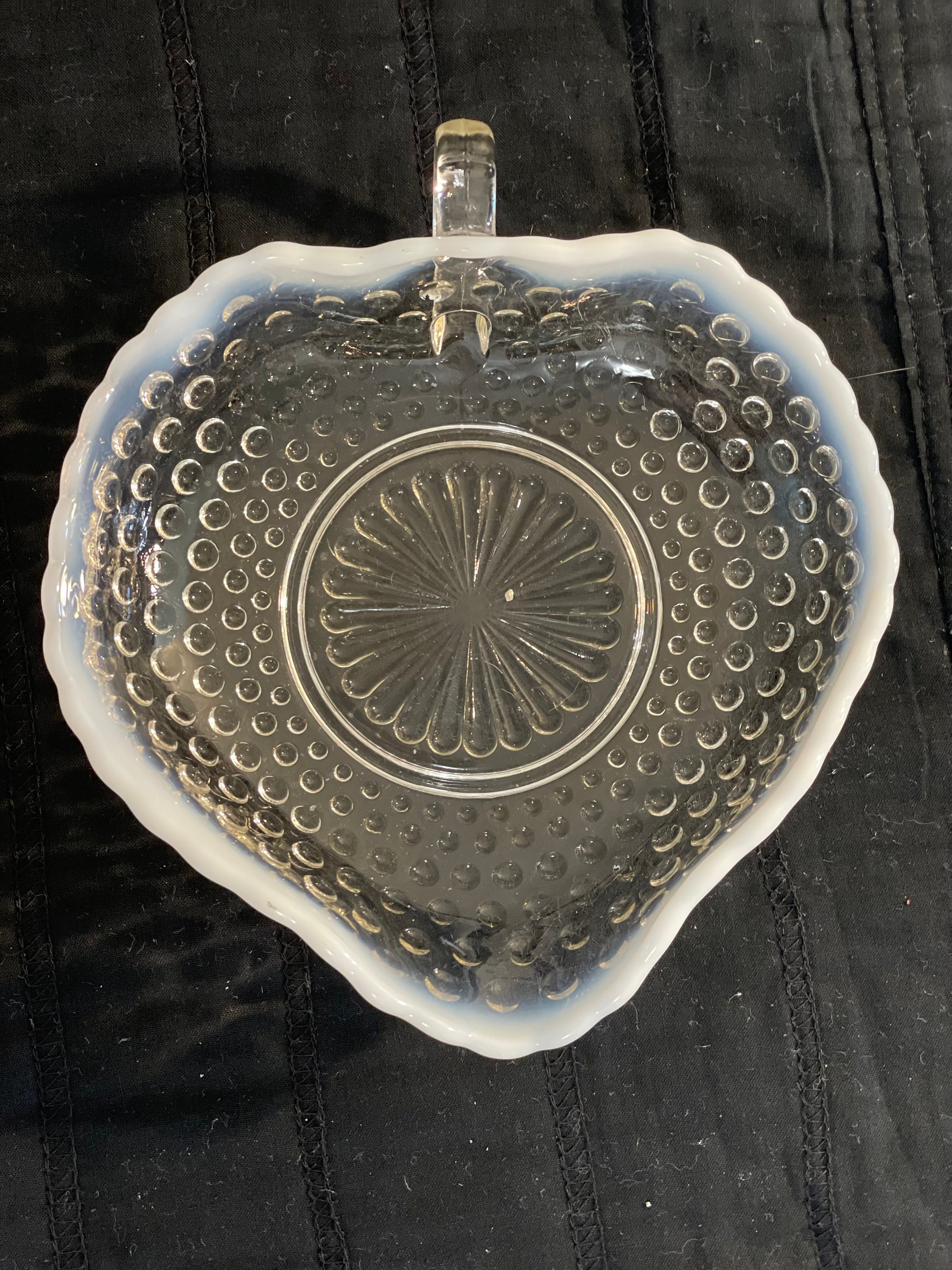 Fenton Opalescent Moonstone Hobnail Pear Shaped Candy Dish With